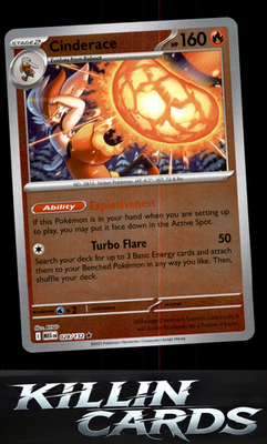 Reverse Holofoil Cinderace 028/132 Pokemon Rare ME01: Mega Evolution Card NM