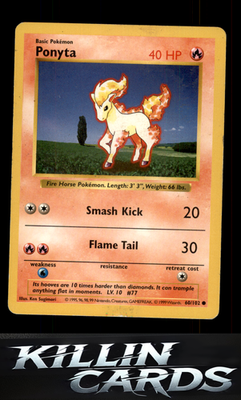 Ponyta 060/102 Pokemon Common Base Set (Shadowless) Card MP