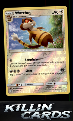 Reverse Holofoil Watchog 108/145 Pokemon Uncommon SM - Guardians Rising Card NM