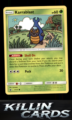 Karrablast 7/111 Pokemon Common SM - Crimson Invasion Card NM