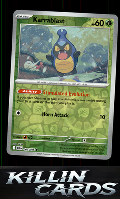Reverse Holofoil Karrablast 009/086 Pokemon Common SV: Black Bolt Card NM