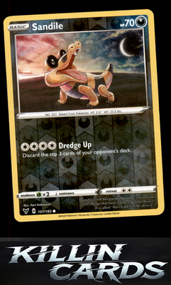 Reverse Holofoil Sandile 107/185 Pokemon Common SWSH04: Vivid Voltage Card NM
