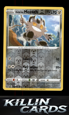 Reverse Holofoil Galarian Meowth 112/185 Pokemon Common SWSH04: Vivid Voltage Ca