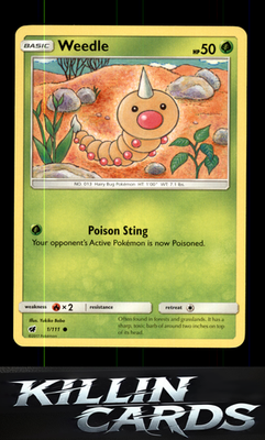 Weedle 1/111 Pokemon Common SM - Crimson Invasion Card NM