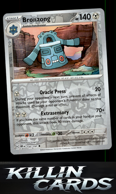 Reverse Holofoil Bronzong 145/197 Pokemon Uncommon SV03: Obsidian Flames Card NM