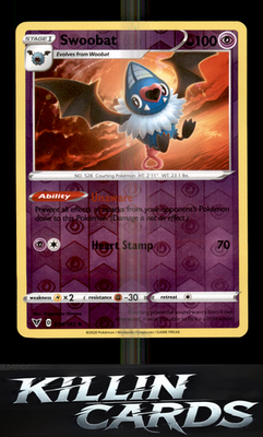 Reverse Holofoil Swoobat 074/185 Pokemon Uncommon SWSH04: Vivid Voltage Card NM