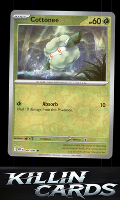 Reverse Holofoil Cottonee 004/086 Pokemon Common SV: White Flare Card NM