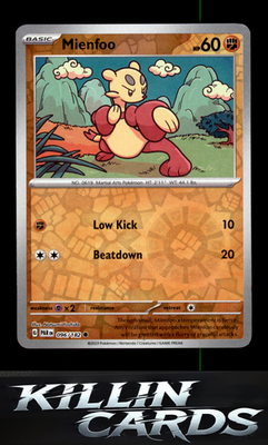 Reverse Holofoil Mienfoo 096/182 Pokemon Common SV04: Paradox Rift Card NM