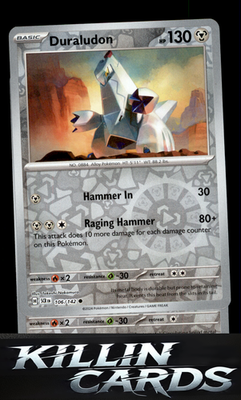 Reverse Holofoil Duraludon 106/142 Pokemon Common SV07: Stellar Crown Card NM