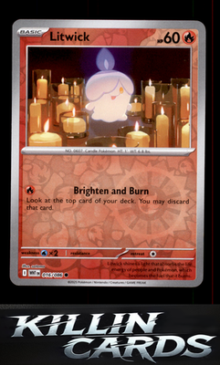 Reverse Holofoil Litwick 016/086 Pokemon Common SV: White Flare Card NM