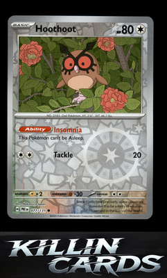 Reverse Holofoil Hoothoot 077/131 Pokemon Common SV: Prismatic Evolutions Card N