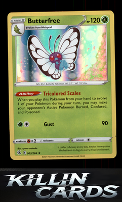 Butterfree 003/264 Pokemon Holo Rare SWSH08: Fusion Strike Card NM