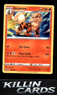 Arcanine 033/264 Pokemon Rare SWSH08: Fusion Strike Card NM