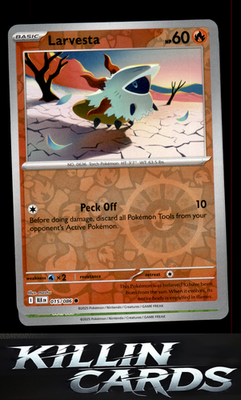 Reverse Holofoil Larvesta 015/086 Pokemon Common SV: Black Bolt Card NM