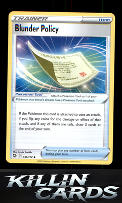 Blunder Policy 131/172 Pokemon Uncommon SWSH09: Brilliant Stars Card NM