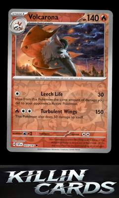 Reverse Holofoil Volcarona 025/191 Pokemon Common SV08: Surging Sparks Card NM