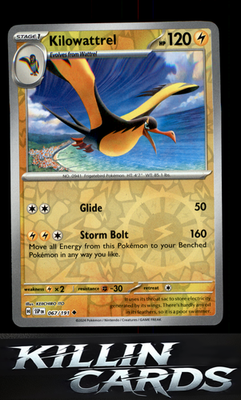 Reverse Holofoil Kilowattrel 067/191 Pokemon Uncommon SV08: Surging Sparks Card