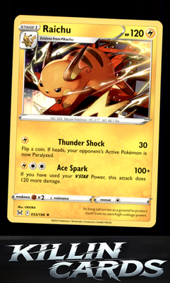 Raichu 053/196 Pokemon Rare SWSH11: Lost Origin Card NM