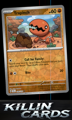 Reverse Holofoil Trapinch 104/191 Pokemon Common SV08: Surging Sparks Card NM
