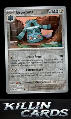 Reverse Holofoil Bronzong 145/197 Pokemon Uncommon SV03: Obsidian Flames Card NM