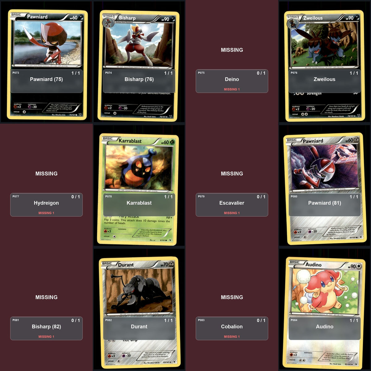 Pokemon TCG Noble Victories C/UC/R Standard Set 67 Cards