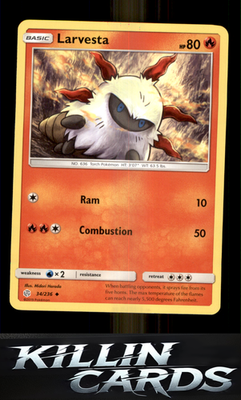 Larvesta 34/236 Pokemon Uncommon SM - Cosmic Eclipse Card NM