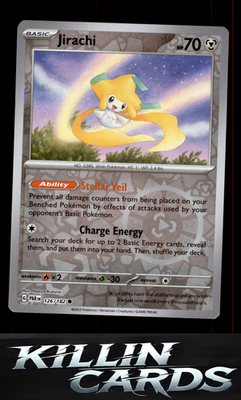 Reverse Holofoil Jirachi 126/182 Pokemon Common SV04: Paradox Rift Card NM