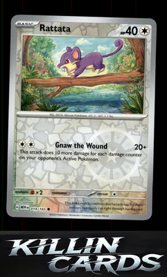 Reverse Holofoil Rattata 019/165 Pokemon Common SV: Scarlet & Violet 151 Card NM