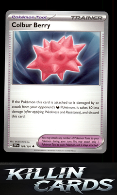Colbur Berry 168/191 Pokemon Uncommon SV08: Surging Sparks Card NM