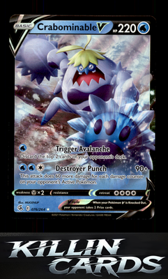 Crabominable V 076/264 Pokemon Ultra Rare SWSH08: Fusion Strike Card NM