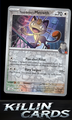 Reverse Holofoil Team Rocket's Meowth 149/182 Pokemon Common SV10: Destined Riva