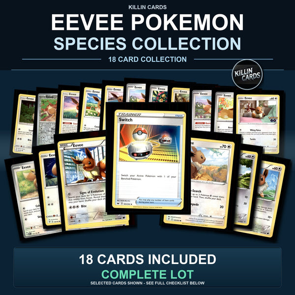 Pokemon TCG Eevee Pokemon Species Collection 18 Different Cards Collection