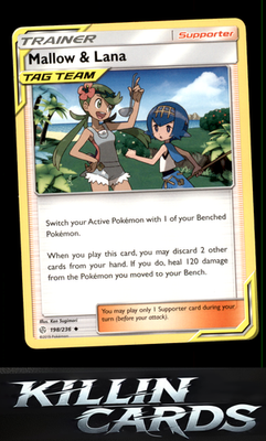 Mallow & Lana 198/236 Pokemon Uncommon SM - Cosmic Eclipse Card NM
