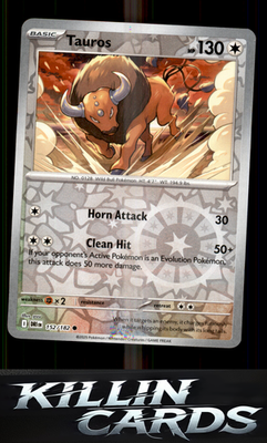 Reverse Holofoil Tauros 152/182 Pokemon Common SV10: Destined Rivals Card NM