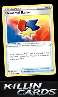 Elemental Badge 147/203 Pokemon Uncommon SWSH07: Evolving Skies Card NM