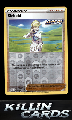 Reverse Holofoil Siebold 153/198 Pokemon Uncommon SWSH06: Chilling Reign Card NM