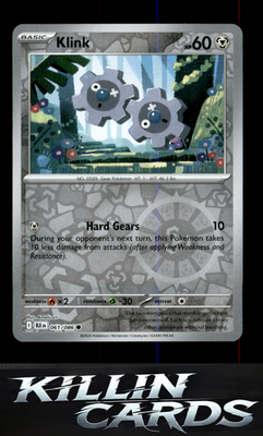 Reverse Holofoil Klink 061/086 Pokemon Common SV: Black Bolt Card NM