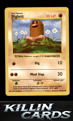 Diglett 047/102 Pokemon Common Base Set (Shadowless) Card LP