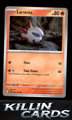 Larvesta 040/197 Pokemon Common SV03: Obsidian Flames Card NM
