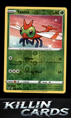 Reverse Holofoil Yanma 006/185 Pokemon Common SWSH04: Vivid Voltage Card NM