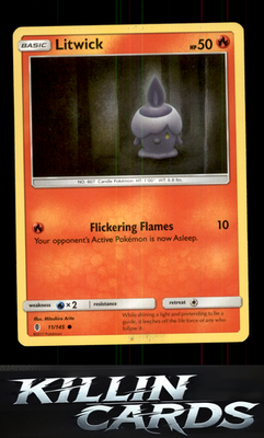 Litwick 11/145 Pokemon Common SM - Guardians Rising Card LP