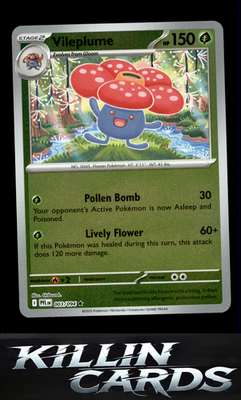 Reverse Holofoil Vileplume 003/094 Pokemon Rare ME02: Phantasmal Flames Card NM