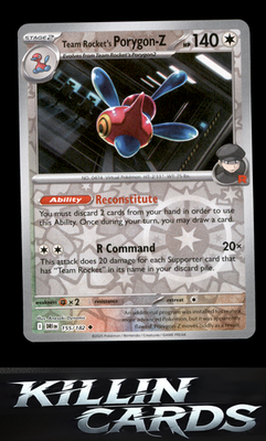 Reverse Holofoil Team Rocket's Porygon-Z 155/182 Pokemon Uncommon SV10: Destined