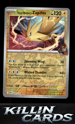 Reverse Holofoil Team Rocket's Zapdos 070/182 Pokemon Rare SV10: Destined Rivals