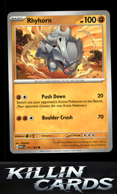 Rhyhorn 111/165 Pokemon Common SV: Scarlet & Violet 151 Card NM