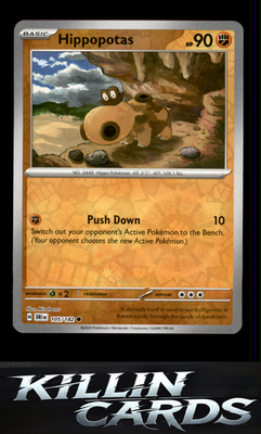 Reverse Holofoil Hippopotas 105/182 Pokemon Common SV10: Destined Rivals Card NM