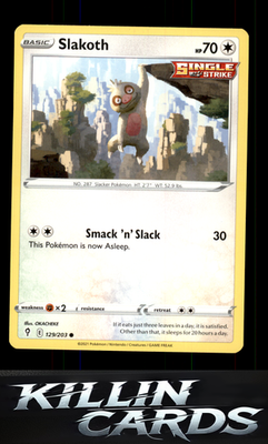 Slakoth 129/203 Pokemon Common SWSH07: Evolving Skies Card NM