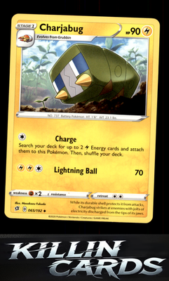 Charjabug 065/192 Pokemon Uncommon SWSH02: Rebel Clash Card NM
