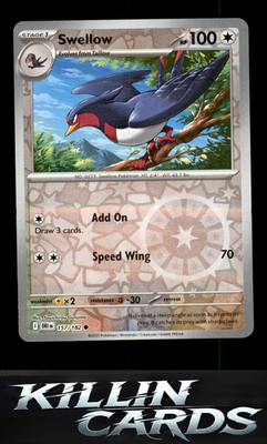 Reverse Holofoil Swellow 157/182 Pokemon Common SV10: Destined Rivals Card NM