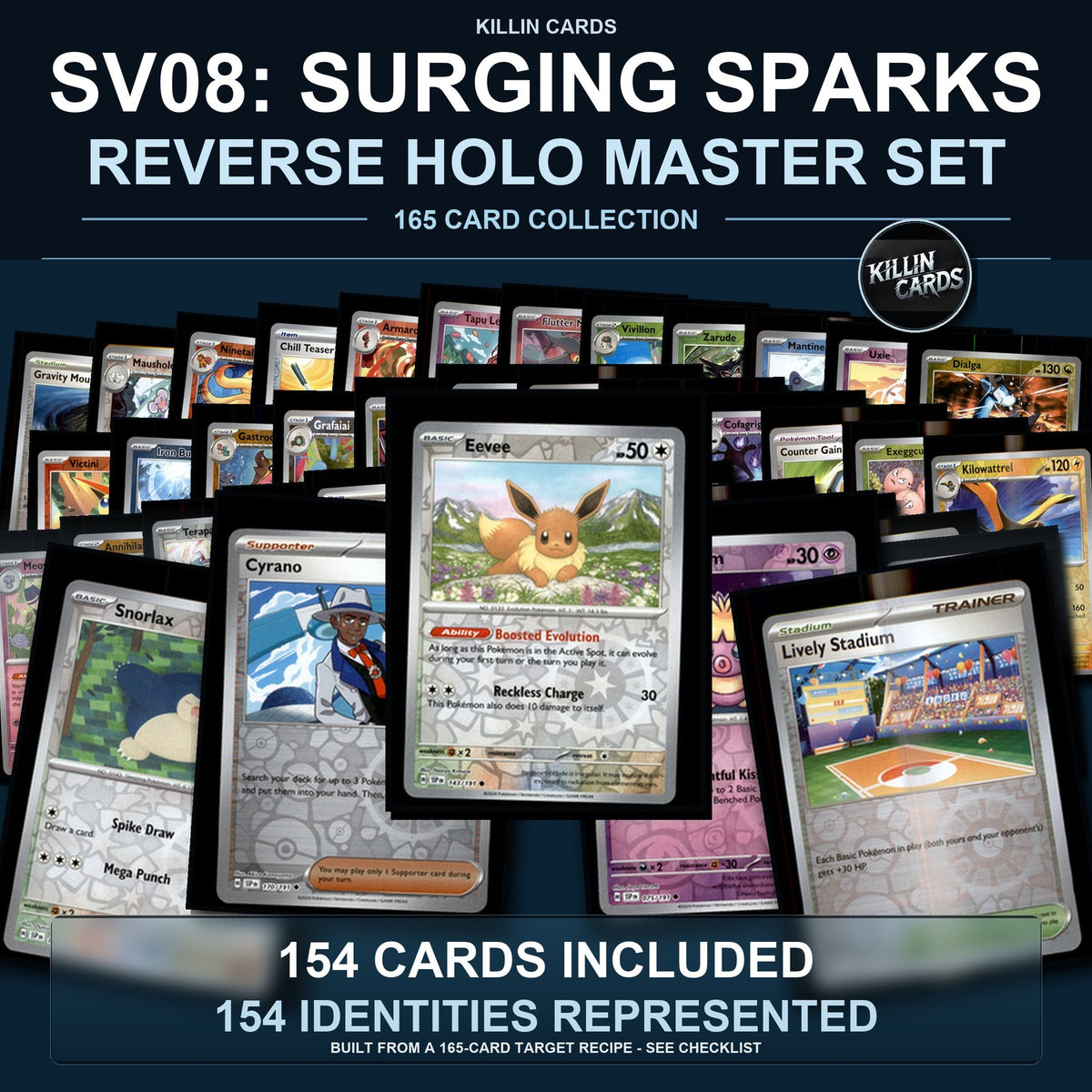 Pokemon TCG SV08: Surging Sparks Reverse Holo Master Set 154 Reverse Holo Card